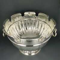 Antique monteith bowl punch bottle glass cooler England silver plated