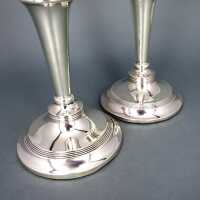 Edwardian pair of silver candlesticks Blanckensee & Sons Chester 1919