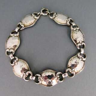 Art Deco silver link bracelet with hammered surface Norway Scandinavia