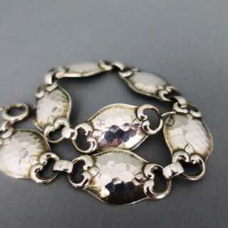 Art Deco silver link bracelet with hammered surface Norway Scandinavia