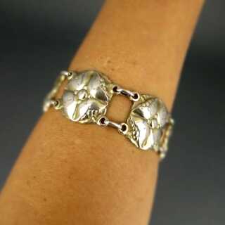 Schönes Art Deco Damen Armband mit floralem Dekor, massives Silber vergoldet