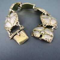 Schönes Art Deco Damen Armband mit floralem Dekor, massives Silber vergoldet