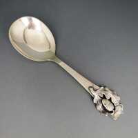 Beautiful serving spoon in silver with oak decor Denmark handmade