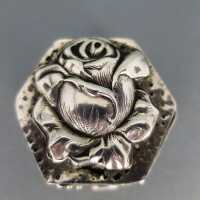 Antique silver pill box with roses and fruits relief from...