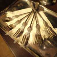 Antique Art Nouveau set of 6 fish forks silver plated H.A. Jürst Berlin
