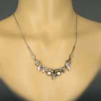Elegantes Art Deco Collier in 835/- Silber mit Perlen und Markasiten