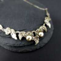 Elegantes Art Deco Collier in 835/- Silber mit Perlen und Markasiten