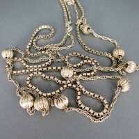 Long and elegant box and spheres chain necklace in sterling silver ca. 1970s