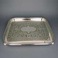 Antique victorian galery rim tray with rich engraving Thomas White Sheffield