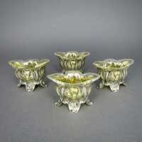 4 Art Nouveau Jugendstil salt cellars in silver and gold...