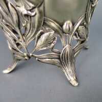 Antique Art Nouveau basket bowl in silver and crystal glass Koch & Bergfeld 1900