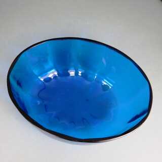 Antike Bonboniere versilbert, blaues Glas, WMF Historismus Neorenaissance 1880