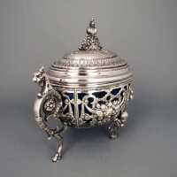 Antique bonbonniére silver plated metal and glass...