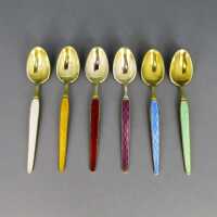 6 mocha resp. espresso spoons in silver, gold and...