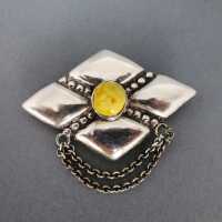 Beautiful geometrical Art Deco silver brooch with egg...