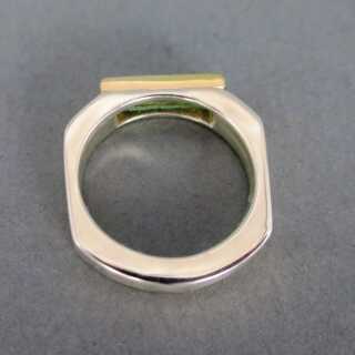 Unikat Damen Ring in Silber und Gold mit einem Pirineu Turmalin in Grün 