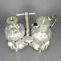 Sugar and cream cruet EPNS and crystal glass William Hutton Sheffiels before 1900