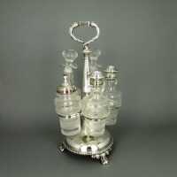 Antique cruet in silver and crystal glass A. Kühne Altona...