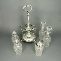 Antique cruet in silver and crystal glass A. Kühne...