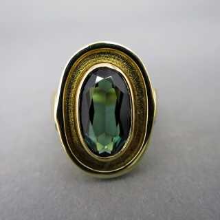 Unikat Damen Gold Ring mit grünem Turmalin aus Celler Goldschmiede