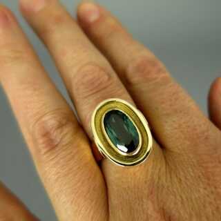 Unikat Damen Gold Ring mit grünem Turmalin aus Celler Goldschmiede