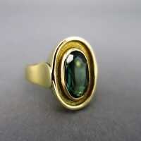 Unique handmade gold ring with huge green tourmaline...