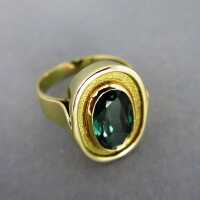 Unique handmade gold ring with huge green tourmaline...