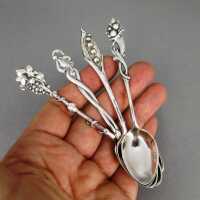 Antique german Jugendstil 8 mocha floral silber spoons by Koch & Bergfeld