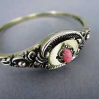 Beautiful bangle in silver and gold with rhodochrosite cabochon Germany 1960ies