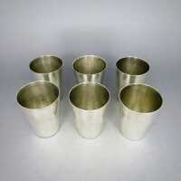 Set of 6 Art Deco cups in hammered silver by Hermann...