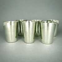 Set of 6 Art Deco cups in hammered silver by Hermann Bauer Schwäbisch Gmünd