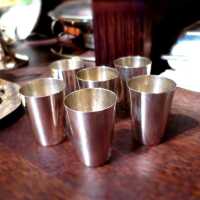 Set of 6 Art Deco cups in hammered silver by Hermann Bauer Schwäbisch Gmünd