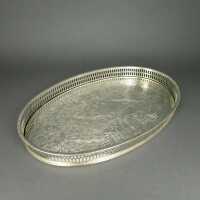 Antique oval try with galery rim and engraving silver...