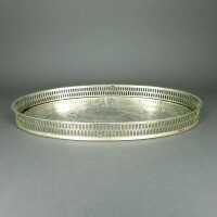 Antique oval try with galery rim and engraving silver plated Viners of Sheffield 