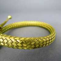 Exklusiver Schlangen Armreif in 750/-Gold geflochten mit Brillant-Augen