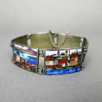 Silver souvenir bracelet with enamel paintings with...