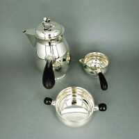 Art Deco mocha set in silver and ebony Johannes Siggaart...