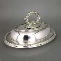 Antique smal oval silver plated entrée dish with...