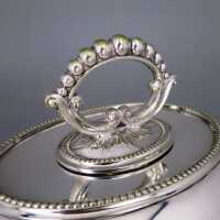 Antique smal oval silver plated entrée dish with lid England 1900