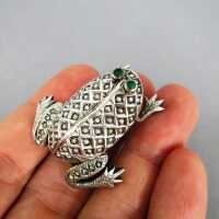 Antique Art Nouveau frog brooch in silver with pearls Austria Vienna 1900