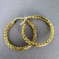 Elegant open worked woven creole earrings for woman in gold
