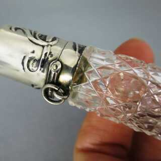 Antique perfume bottle in crystal glass and silver Germany Jugendstil 1900
