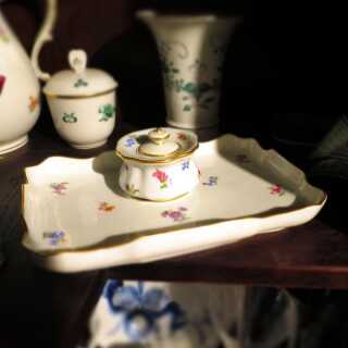 Antique writing set in porcelain Manufaktur Meissen floral decor before 1945