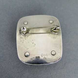 Unique modernist brooch in silver with carnelian handmade silversmiths work