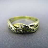 Schöner Damen Ring in Flechtoptik zweifarbiges 585/- Gold mit Brillanten