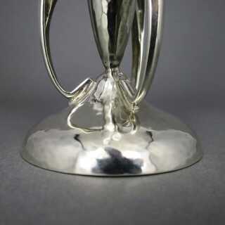 Antike Art Deco Vase in 925 Silber mit Martelé Hammerdekor London 1927