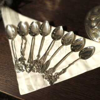 Set of 8 antique Jugendstil silver mocha spoons Christoph Widmann Pforzheim 
