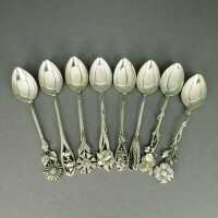Set of 8 antique Jugendstil silver mocha spoons Christoph...