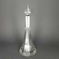 Elegant Art Deco carafe in crystal glass and 835 silver...