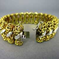 Precious massive 18 k gold cuff braceet with many diamonds from Italy